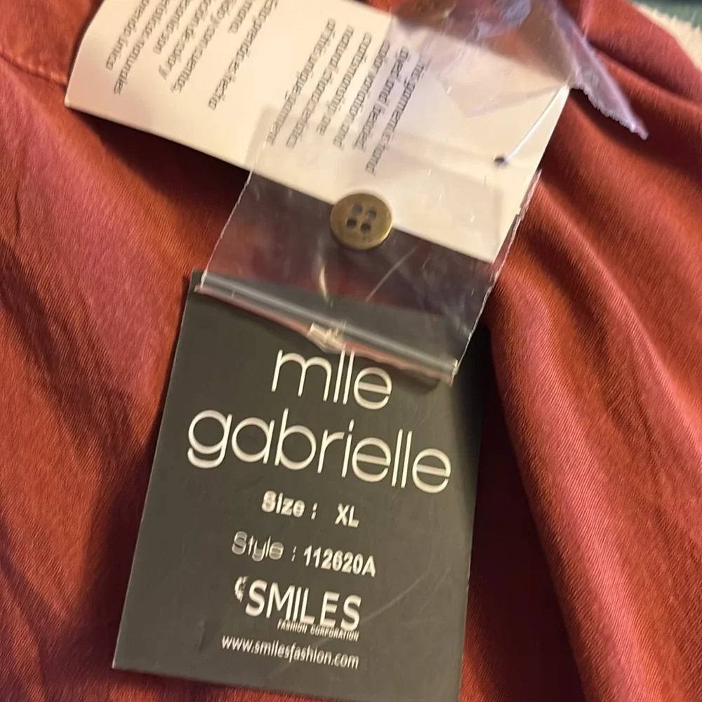 NWT MLLE GABRIELLE SMILES FASHIONS XL BEADED HAND DYED BURNT ORANGE DRESS F/S
